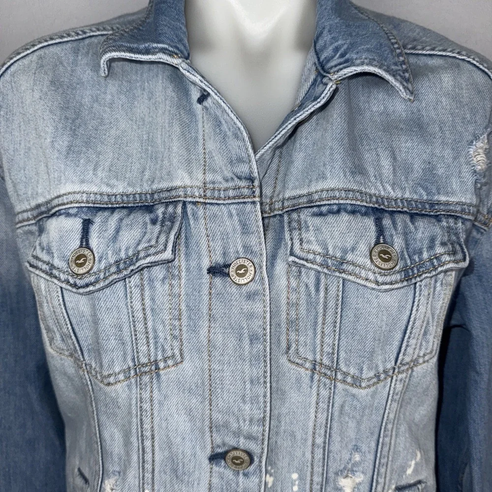 Hollister Jacket Women's Medium Ripped Boyfriend Destroyed Oversized Denim *READ